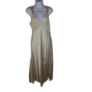 Vtg 90s Victorias Secret Gold Label Ivory Satin Sequin Lace Gown Bridal